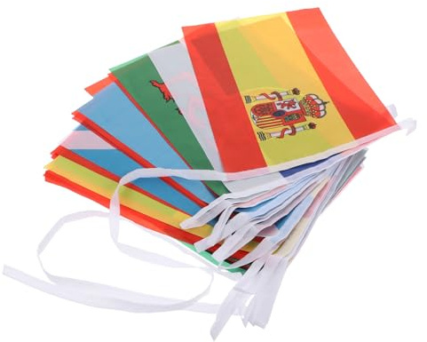 Ciieeo 24 Pieces Country Flag Banner String Flags 9.5m Polyester for Bar KTV Party Decorative