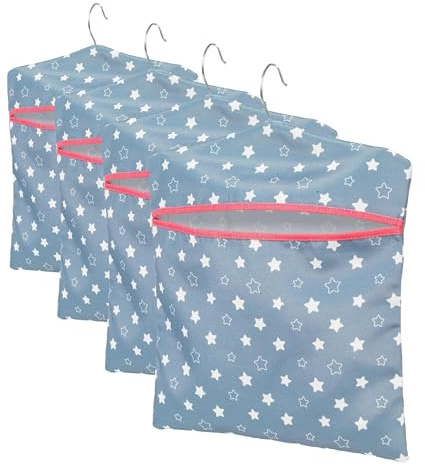 Kleeneze KL081599EU7 Star Print Peg Bag - Hang on Line, Peg Organisation, Easy Hanging Hook for Storage, Holds up to 50 Pegs, Reusable, Indoor/Outdoor Use, Clothes Peg Bag, 33 x 30 cm (Pack of 4)