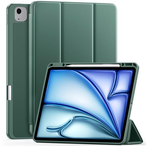 Vobafe Hülle für iPad Air 13 Zoll Hülle 2025 2024 M3 M2/iPad Pro 12.9 2022/2021(6./5.Generation), TPU Flexible Rückseite mit Stifthalter, Unterstützung Pencil Pencil Aufladung, Kiefern GrünTannen grün