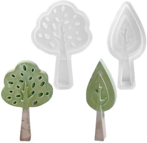 2PCS Silikonformen Baum Gießformen Häuser Kerzenformen zum Gießen, Silikonform Haus mit Fenster, Kerzenform Seifenform Epoxidharz Formen Haus Silikonform für Sojawachs Kerzen,Seife,Gips,Handwer (H)