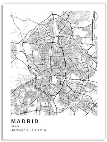 Leinwanddruck Lissabon, Paris, London, Madrid, Stadtplan Der Welt, Nordisches Poster Und Druck, Wandkunst, Leinwandgemälde Für Wohnzimmer, Dekoration, Geschenk, 21 X 30 Cm, Ohne Rahmen