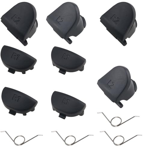 JJHXSM 2 Sets R2R1L2L1 Replacement Plastic Trigger Buttons With ps4 Pro Controller Spring Trigger Buttons PS4 Grip Repair Parts Trigger Spring Buttons Black