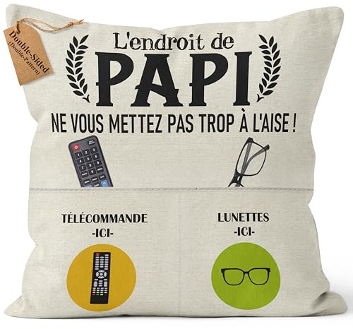 CROWNLY® Housse de Coussin Papi 45x45 – Personnalisée Idée Anniversaire Homme Le Meilleur Papi du Monde