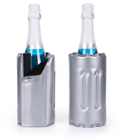 2 PCS Wine Bottle Cooler, Ice Wine Bag, Wine Chiller Bag with Gel Cooling, Wine Chiller Sleeve, Silver, Freestanding Bottle Cooler Sleeve for 2-4 Hours, Freezer Ice Pack Holder Carrier