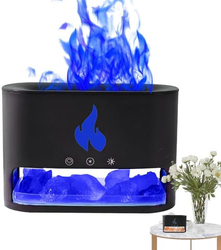 Easy Maintenance Flame Diffuser | Salt Lamp Flame Humidifier |multi-functional Diffuser Cool Mist Humidifier Scented Candle Salt Lamp Diffuser With Fire and Mist Flame Humidifier for Aromatherapy