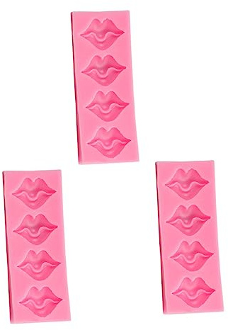 Operitacx Molde De Labios De Silicona Para Manualidades y Velas, 3 Piezas, Color Rojo, Flexible y Fácil De Desmoldar, Adecuado Para Hacer Jabón, Repostería y Eventos Festivos