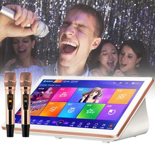 MáQuina De Karaoke Inteligente, Reproductor De Karaoke Profesional Con Pantalla TáCtil De 18,5 Pulgadas, MicróFono Con Pantalla De VisualizacióN De Letras, AplicacióN De Youtube En LíNea,White-1TB