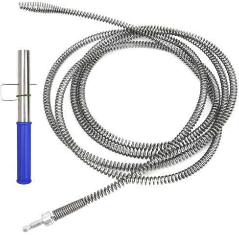 Espiral de limpieza de tuberías de 3 m x 10 mm de diámetro, desatascador de desagües, espiralita con accesorio de perforación, universal, para inodoro, lavabo, alcantarillado, obstrucciones