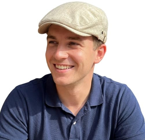 HIQIU Schiebermütze Herren Sommer Dünn - Gatsby Flatcap Atmungsakti Schirmmütze Leicht Baskenmütze Herren Einstellbar Newsboy Cap