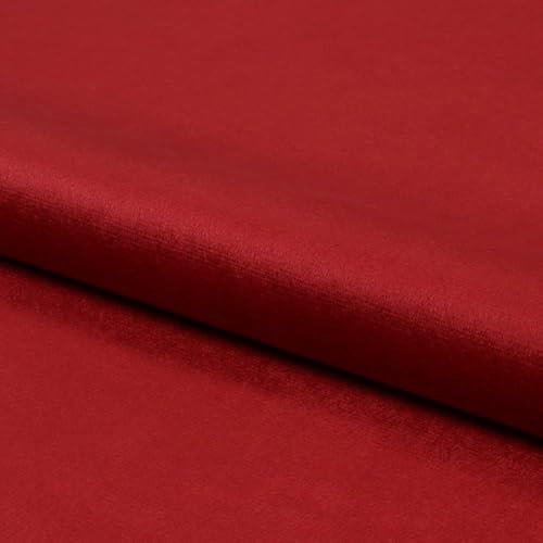 Fabreco MONILLA Microfaser Velours – Weicher und strapazierfähiger Möbelstoff, vielseitiger Polsterstoff und Samtstoff in Uni-Farben, Meterware 143 cm breit, ideal für Sofas und Stühle - Rot