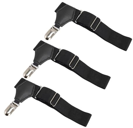 3 Stück Sockenstrumpfband, Rutschfeste Sockenriemen mit Metallklammern, Elastische Beinstrumpfbandhalter für Hosen, Kleidung und