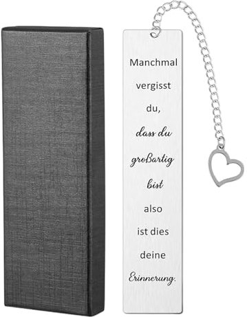 Lesezeichen Metall mit Schwarz Geschenkbox - Geschenk Bookmark mit Herz Anhänger, Inspirierendes Lesezeichen für Geburtstagsgeschenk, Abschiedsgeschenk für Freundin, Kollegen, Lehrer, Buchliebhaber