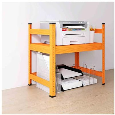YFAURNDE Druckerwagen,Druckerhalter,2-Ebene Druckertisch,Desktop Drucker Stand,Regal für Drucker,Bücherregal Druckerregal,Geeignet für Zuhause, Büro, Küchenregal(Orange)