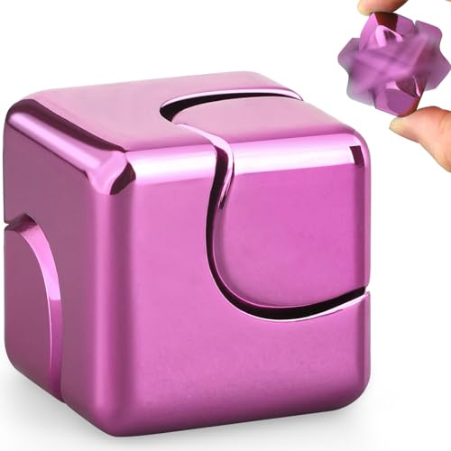 Infinity Cube Fidget Spinner Spielzeug, Metall Spirale Fidget Würfel Puzzle Block Focus, Mini Gadget Spielzeug zum Stressabbau (Rosa)