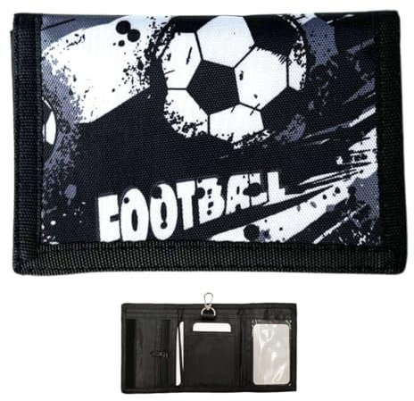 SIRLOMU Kinder Brustbeutel Dreifach gefaltete Geldbörse, Portemonnaie zum Umhängen für Jungen & Mädchen, (Fußball)