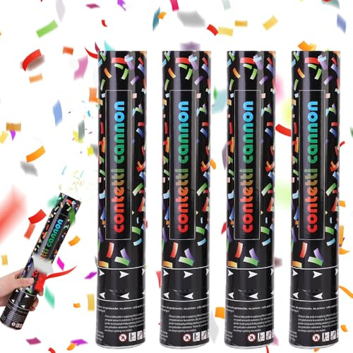 Konfettikanonen, 40CM Party Popper, 4 Stück Konfetti Kanonen 5-8m Effekthöhe, Konfetti Shooter, Konfettikanone xxl, Konfettikanone xxl Für Hochzeit, Geburtstag, Babyparty, Absolvent, Party