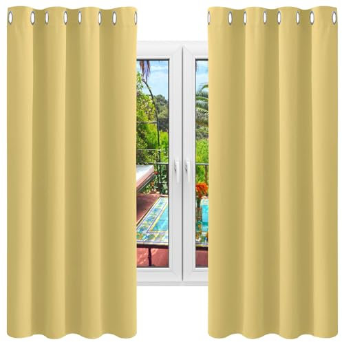 NINGBAI Vorhang Blickdicht Thermovorhang 80 x 200 cm Isolierend Kälteschutz Sonnenschutz Gardinen Und Vorhangsysteme Online-Shop für Jedes Fenster, Gelb