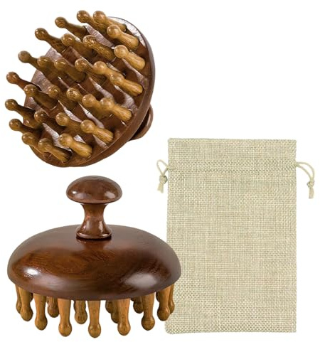 Holz Kopfhautbürste | Natürliche Kopfmassage & Haarwachstum Mit Beutel, Silikonfreie Bürste für Peeling & Schuppenreduktion