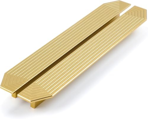 SYZOW 2 Stück Möbelgriffe Gebürstetes Messing192mm Lochabstand Schubladen Griffe für Küchenschränke Gold Schubladengriffe Türgriffe für Küchenschränke