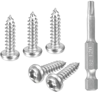 QUARKZMAN 30 Stück Torx Linsenkopfschrauben #8 x 5/8 Holzschrauben Halbrundkopf Torx Selbstschneidende Schrauben Rundkopfschrauben 304 Edelstahl Sicherheitsschrauben mit Bit T20