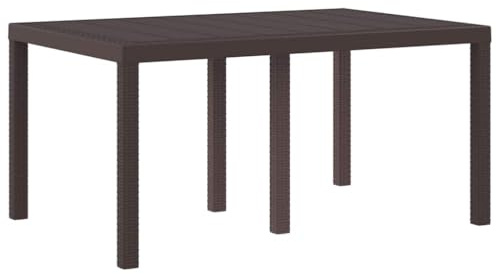 vidaXL Gartentisch Braun 150 x 100 x 73 cm Poly-Rattan, Garten und Terrasse, Moderner rechteckiger Esstisch, Wetterfestes Outdoor-Möbel, Große Versammlungen