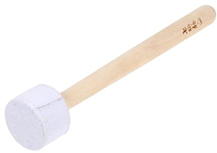 Mazo de Cuenco Tibetano de Madera y Silicona, Blanco, Portátil | Herramienta Multifuncional para Colección Personal y Fiesta, Superficie Lisa, Ligera, Acabado de Tela