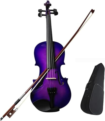 Violinen-Set für Kinder, Erwachsene, 1/8, 1/4, 1/2, 3/4, 4/4, volle Größe, Violett, Violinen, Anfänger, Studenten, Holz, akustisches Geigen-Set mit Etui, Bogen, Kolophonium (3/4,Lila)