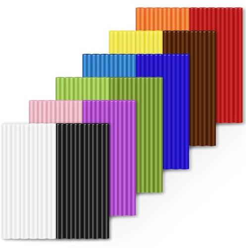 Einfa Coloured Hot Glue Sticks, 72 Pack 7mm x 100mm Glue Gun Sticks | Hot Melt Glue Sticks for Repairs Embellishments, 12 Multicolour for Handmade Crafts DIY Holiday Party Favors