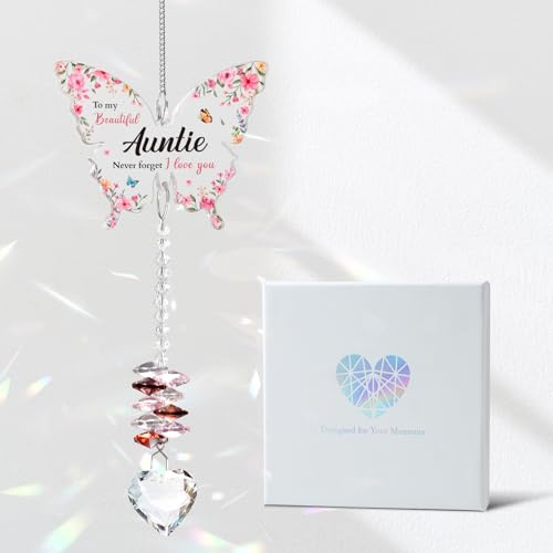 Eidolyss Tante Geschenke, Tante Geburtstagsgeschenke, beste Tante Geschenk von Nichte Neffe, Weihnachten, Geburtstagsgeschenke, Schmetterling Kristall Sonnenfänger hängende Ornament Dekoration