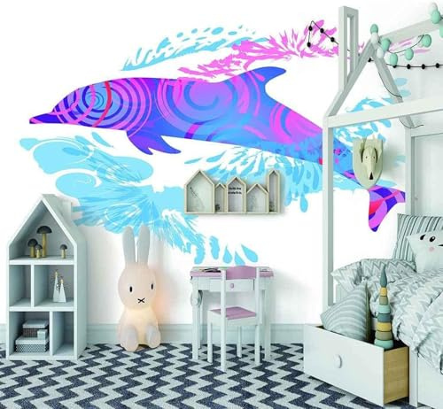 XLMING Gribouillis Abstrait Créativité Animale Violette 3D Papier Peint Luxe Décoration Manger Adulte Intérieure Salon Canapé Chambre Fond TV Mur-150cm×105cm