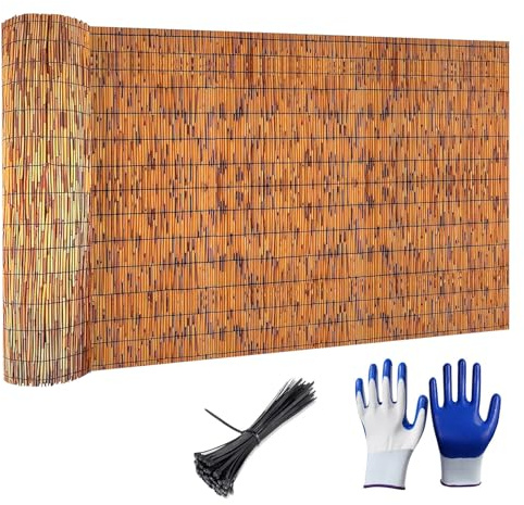 Rotolo di recinzione in bambù intrecciato a mano, 3 m, per esterni, per giardino, patio, balcone e cortile, tenda ombreggiante naturale ed ecologica (H 60 cm)