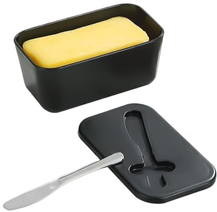 Beurrier - Plats Porte-Beurre avec Couteau à Beurre Intégré - Boîte de Stockage Lavable au Lave-vaisselle pour Cuisine Campagnarde Petit-déjeuner Pique-nique Garde-manger Réfrigérateur
