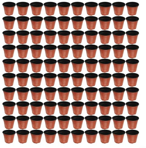 100 Plastic Plant Containers with Raised Perforated Base, for, Cuttings, and Succulents to Promote Proper Air Circulation and Drainage (120#)