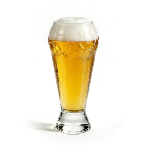CavspkArt Soccer Ball Beer Cup 600ML, Reusable Beer Glass for Football Fans, Glass Construction Beer Mug, Soccer Trophy Beer Glass for Soccers Match Party Bar Club (Transparent 600ml)