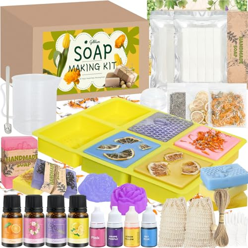 Gdblsm Seife Selber Machen, Kreative Bastelset Erwachsene DIY Set Seifenherstellung mit Seifenform, Rohseife und Seifenbasis, Badebomben Seifen Selber Machen Set für Mädchen und Jungen, Als Geschenk