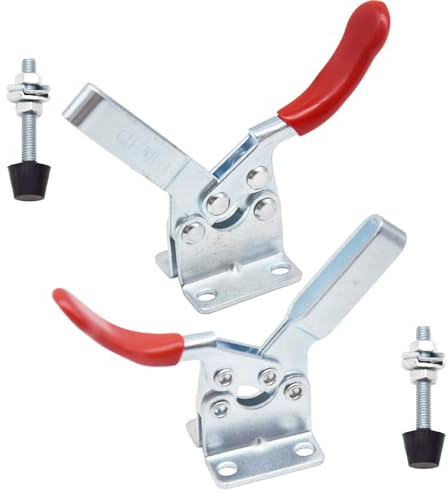 Ruidee 4 abrazaderas de palanca de rodilla GH-201-B – tensor horizontal de liberación rápida horizontal con acción push-pull para operaciones de máquina, soldadura y carpintería (GH-201)