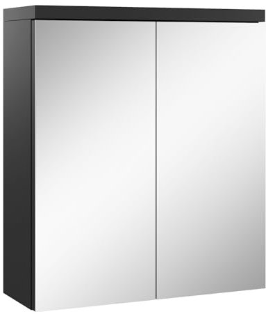 Badplaats B.V. Badezimmer Spiegelschrank Toledo 60cm Schwarz – Stauraum Unterschrank Möbel Zwei Türen Badschrank