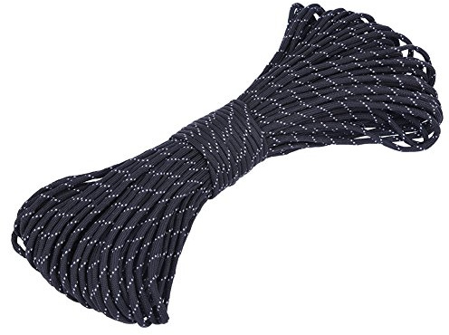 Paracord Corde, 31m Réfléchissant Multifonction 9 Strand Core Corde pour Chasse Camping 7 Couleur (Noir)