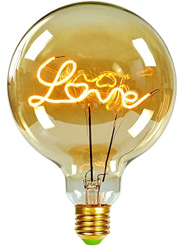 TIANFAN, lampadina vintage a LED da 4 Watt, dimmerabile, con scritta Love, lampadina decorativa 220/240 V E27 per lampada da tavolo, Vetro, Love, E27, 4.00W 240.00V