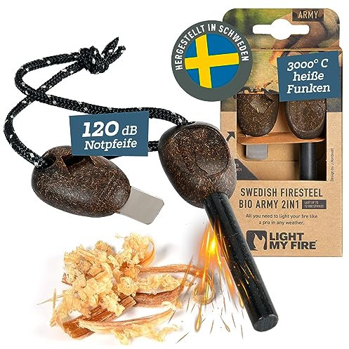 Light My Fire Acciarino per Fuoco Pietra Focaia Kit Sopravvivenza Militare Professionale ARMY- Bushcraft Accessori - Kit Campeggio Accendi Fuoco - Fire Starter 2-in-1-12 000 Accensioni