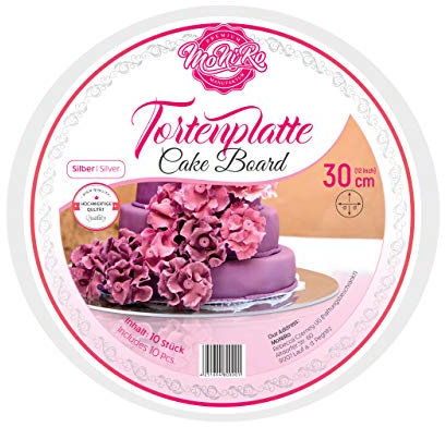 MoNiRo Cakeboard rund Silber 10er Set 30cm Durchmesser 3mm Stärke für den Transport Ihrer Torten | lebensmittelecht | Tortenunterlage | Tortenplatte | Cake Board | Tortenplatte (30cm)