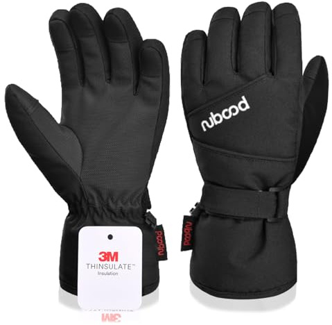 Azarxis Kinder Skihandschuhe Reißfeste und Winddichte Handschuhe Kalt Wetter Fahrradhandschuhe Winterhandschuhe atmungsaktiv für Jungen und Mädchen (Schwarz, S/M)