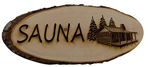 Generisch Baumscheibe Rindenscheibe Sauna Kelo Gravur Schild Geschenk Holz Erle unbehandelt + Aufhänger (1001 27-32 cm)