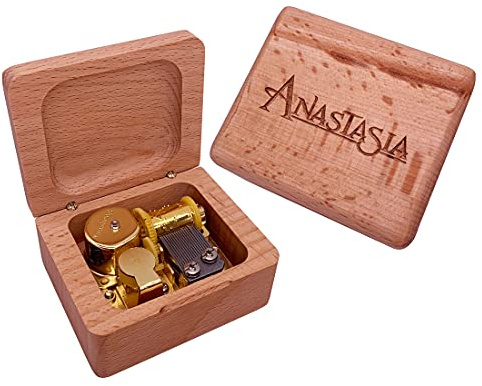Youtang Anastasia Spieluhr, geschnitzt, Holz, Spieluhr, Aufziehmechanismus, Geschenk für Weihnachten, Geburtstag, Valentinstag, Melodie einmal am Dezember (Gold)