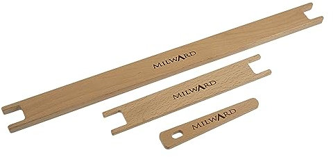 Milward Loom-Werkzeugset – 40 cm Schiffchen, 20 cm Schiffchen, 12 cm Nadel – Gobelinstab aus Holz für Heimwerkerarbeiten, beech