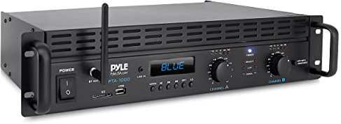 Pyle 2-Kanal-Bluetooth-Leistungsverstärker – 2000 W überbrückbarer Rack-Mount Pro Audio Sound kabelloser Heim-Stereo-Empfänger mit TRS-XLR-Eingang, LCD, Bridge-Modus, Lüfter