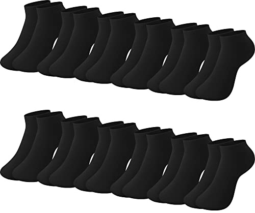 L&K-II dam korta sportstrumpor 10/12 par sneakers strumpor enfärgade strumpor sommarstrumpor för kvinnor 9220, 12 par svart, 35-38 EU
