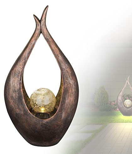 Solarlampe für Außen Garten Stehend mit LED - Gartendeko Solar Skulptur - Solarleuchte Garten Deko Balkon - Außenlampe Rustikal Antik - Gartenlampe Höhe 50 cm