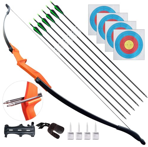 D&Q Archery Bow and Arrow Set for Adults Beginner Teenagers Youth, Takedown Recurve Bow 30Lbs 40Lbs Left and Right Handed Bow, Recurve Bow Set Adults for Outdoor Target Training Practice (Orange,30lb)