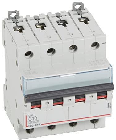 Legrand 407926E, Interruttore automatico magnetico termico, 4P, 10A, Curva C, 10kA, 4 moduli, DX3